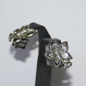 Vintage silver Coro Leaf clip on earrings